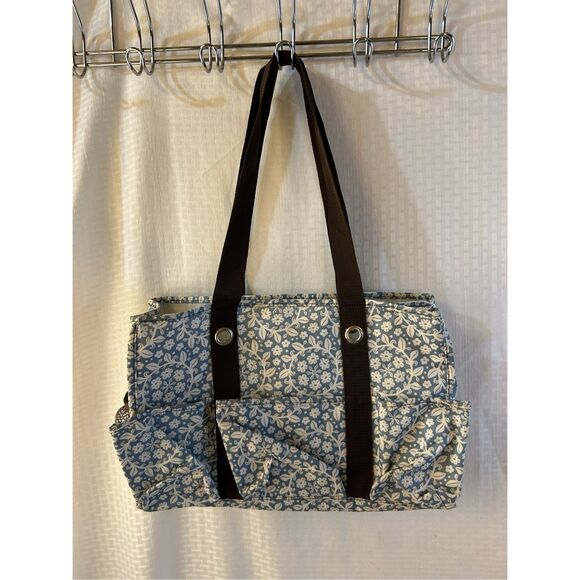 thirty-one Handbags - 31 Thirty-one organizer tote blue white flowers no zipper 15"x10" bag